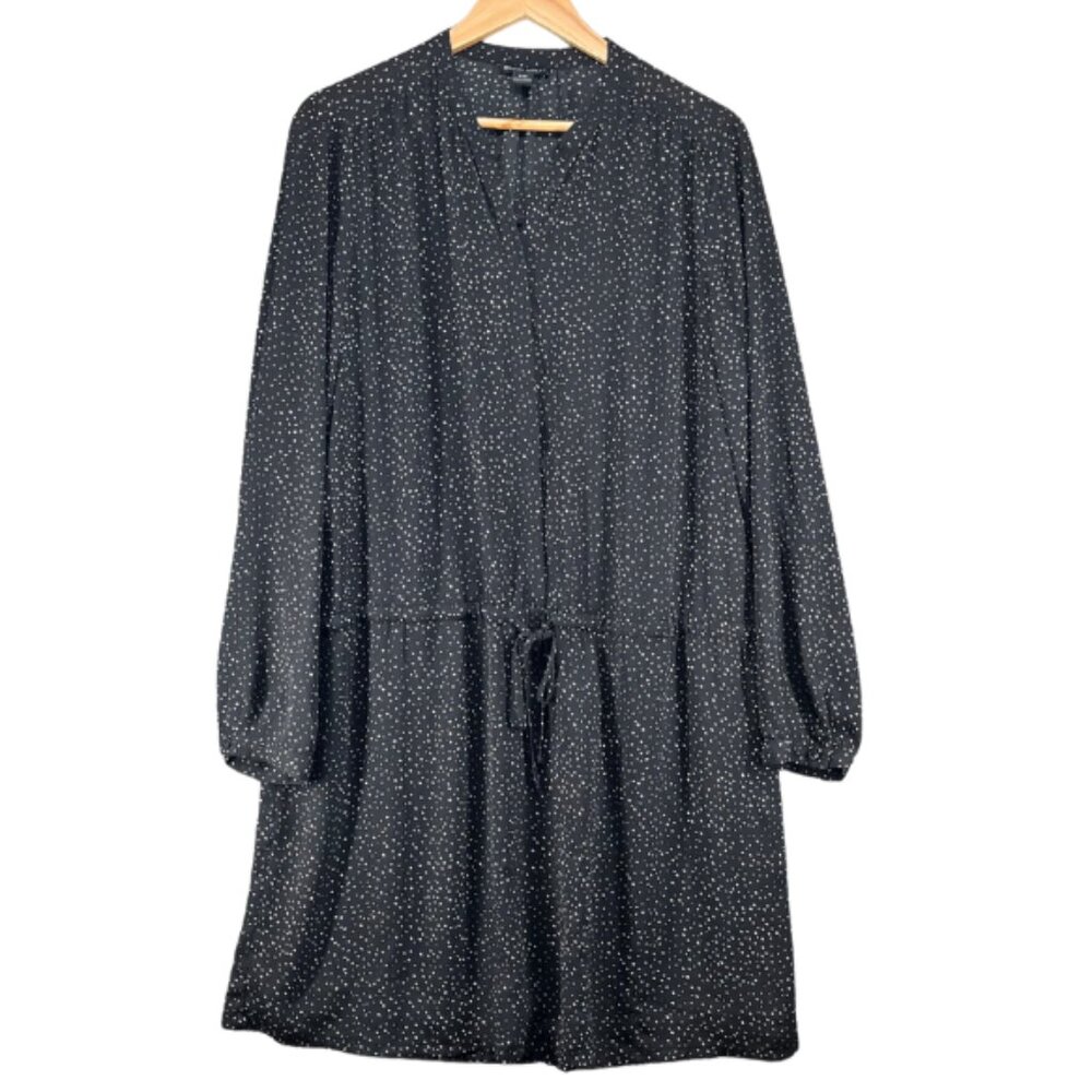 Hilary Radley Black & White Dot Drawstring Dress or Tunic sz XL